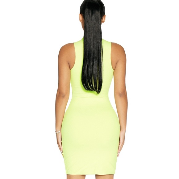 Naked Wardrobe Stay Snatched Mini Dress in Lime - Picture 3 of 3